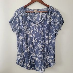 NWOT Women's Short Sleeve Peasant Blouse with Pin Tucks- XL